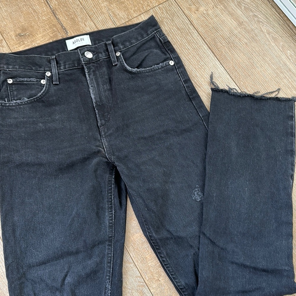Agolde Straight Leg High Waited Black Jeans